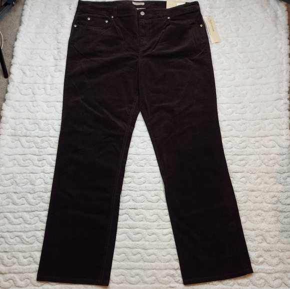 Jones New York Sport Espresso Dark Brown Corduroy Straight Leg Pants Size 16 - Picture 2 of 12